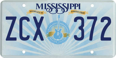 MS license plate ZCX372