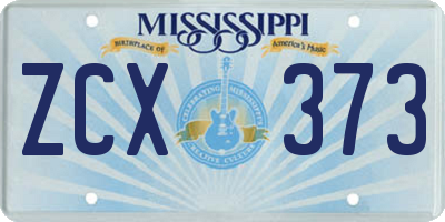 MS license plate ZCX373