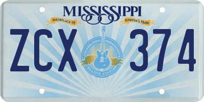 MS license plate ZCX374