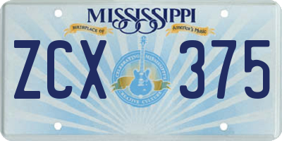 MS license plate ZCX375