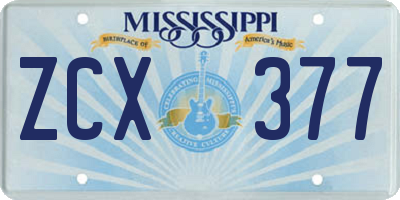 MS license plate ZCX377