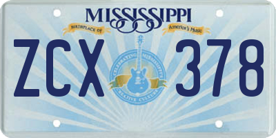 MS license plate ZCX378