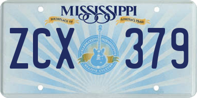 MS license plate ZCX379