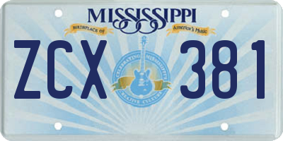 MS license plate ZCX381