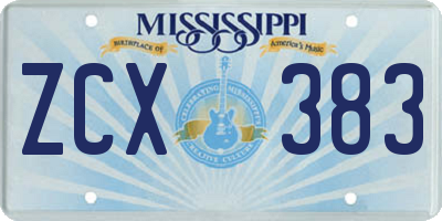MS license plate ZCX383