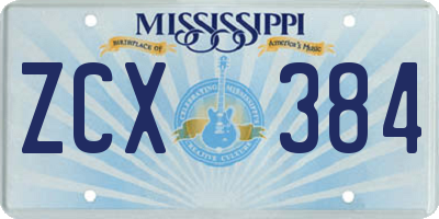 MS license plate ZCX384