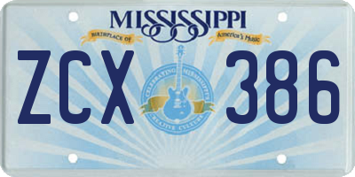 MS license plate ZCX386