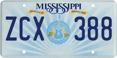 MS license plate ZCX388
