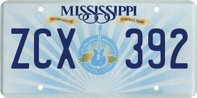 MS license plate ZCX392