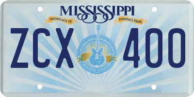 MS license plate ZCX400