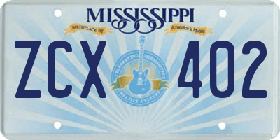 MS license plate ZCX402