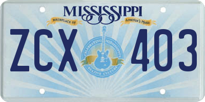 MS license plate ZCX403