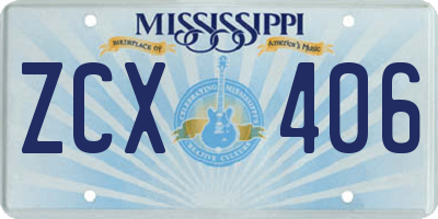 MS license plate ZCX406