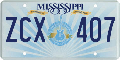 MS license plate ZCX407