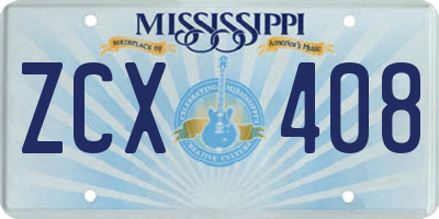MS license plate ZCX408