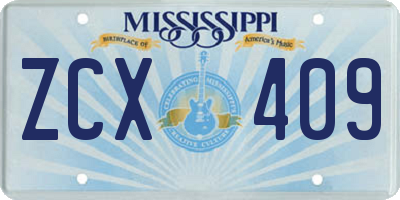 MS license plate ZCX409