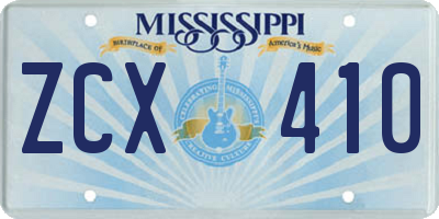 MS license plate ZCX410