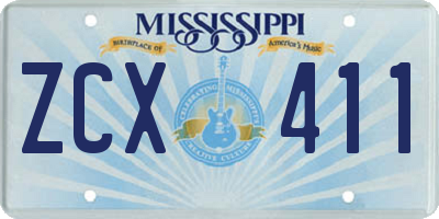 MS license plate ZCX411