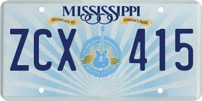 MS license plate ZCX415