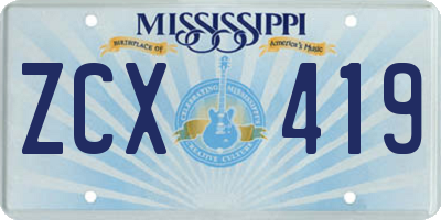 MS license plate ZCX419