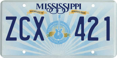 MS license plate ZCX421