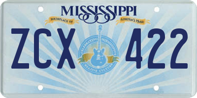 MS license plate ZCX422