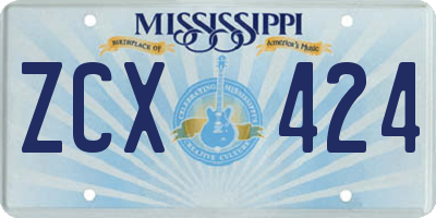 MS license plate ZCX424
