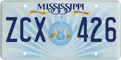 MS license plate ZCX426