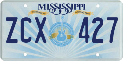 MS license plate ZCX427