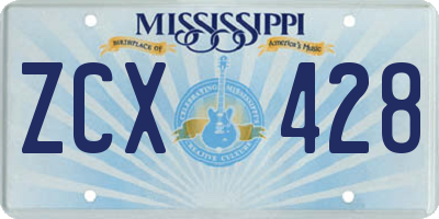 MS license plate ZCX428