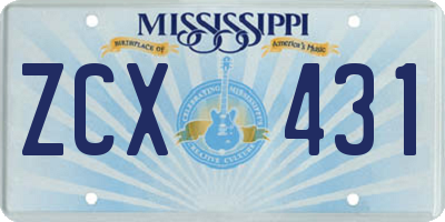 MS license plate ZCX431