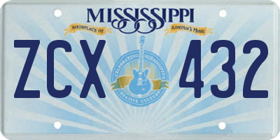 MS license plate ZCX432