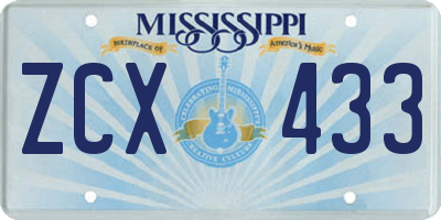 MS license plate ZCX433