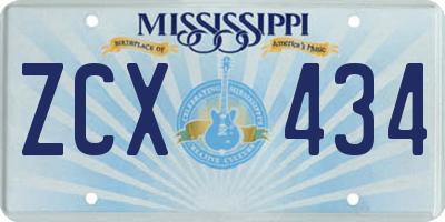 MS license plate ZCX434