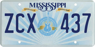 MS license plate ZCX437