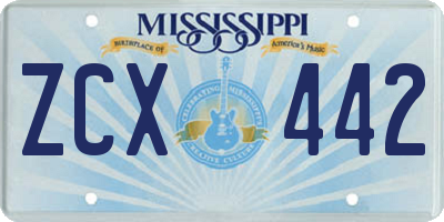 MS license plate ZCX442