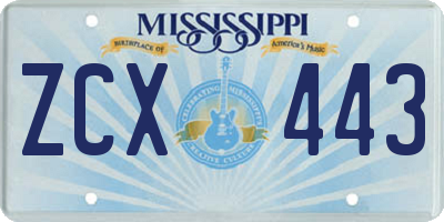 MS license plate ZCX443
