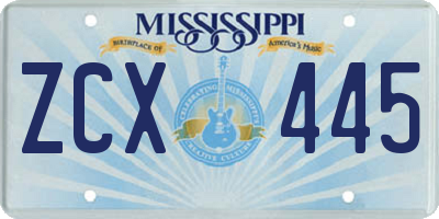 MS license plate ZCX445