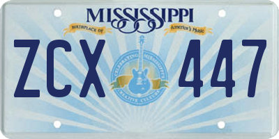 MS license plate ZCX447