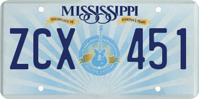 MS license plate ZCX451
