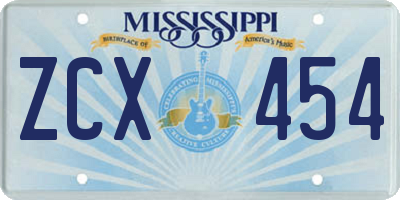MS license plate ZCX454