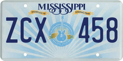 MS license plate ZCX458