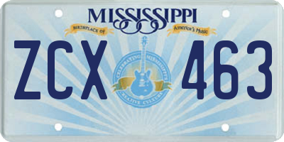 MS license plate ZCX463