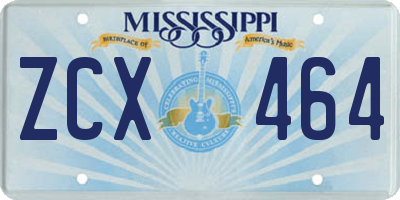 MS license plate ZCX464