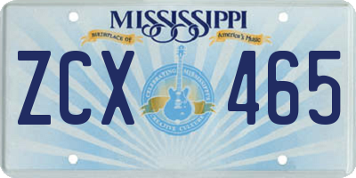 MS license plate ZCX465