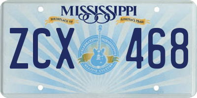 MS license plate ZCX468