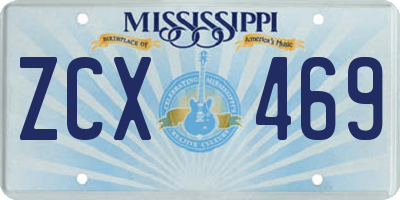 MS license plate ZCX469