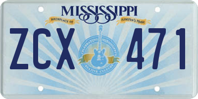 MS license plate ZCX471