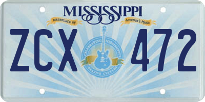 MS license plate ZCX472