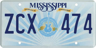 MS license plate ZCX474